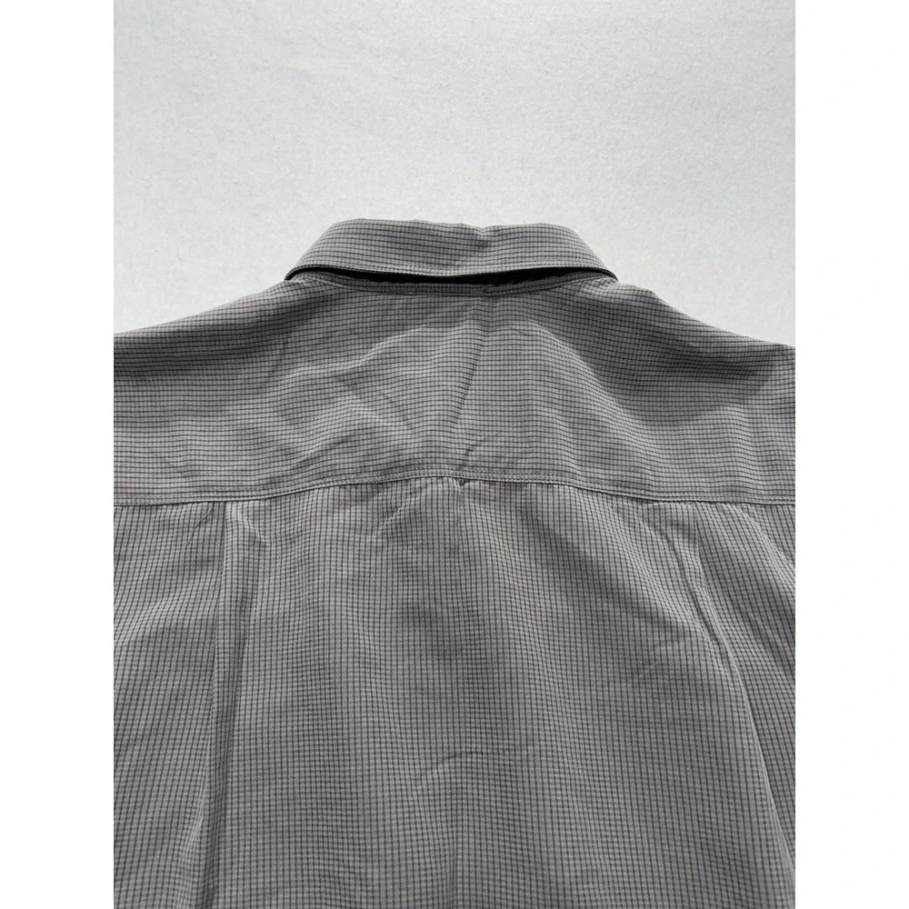 The North Face Shirt Mens Medium Gray Check Short Sleeve Button Up Hiking Casual